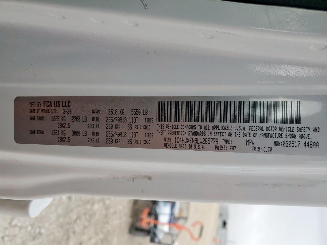 1C4HJXEN9LW285778 - 2020 JEEP WRANGLER U SAHARA თეთრი ფოტო 13