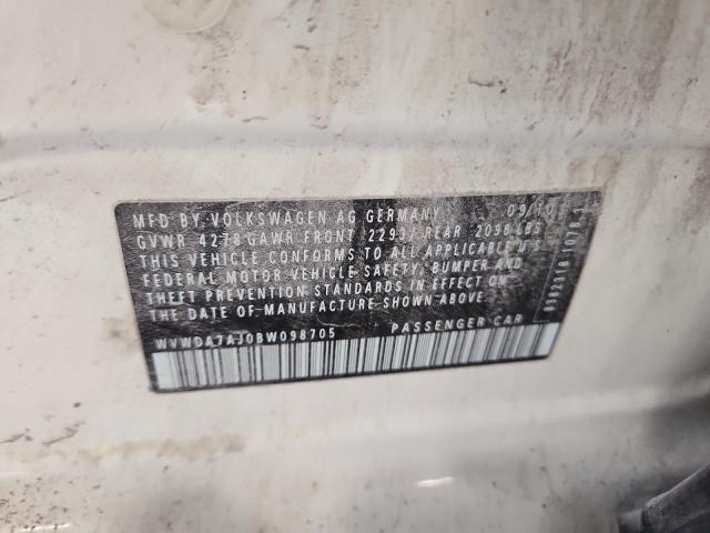 WVWDA7AJ0BW098705 - 2011 VOLKSWAGEN GOLF 白色 照片 12