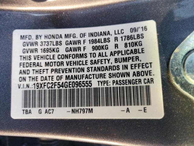 19XFC2F54GE096555 - 2016 HONDA CIVIC LX 灰色 照片 13