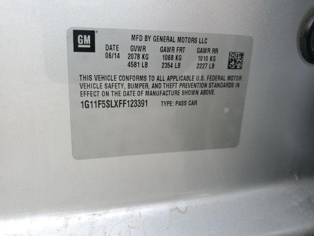 1G11F5SLXFF123391 - 2015 CHEVROLET MALIBU LTZ 银色 照片 12