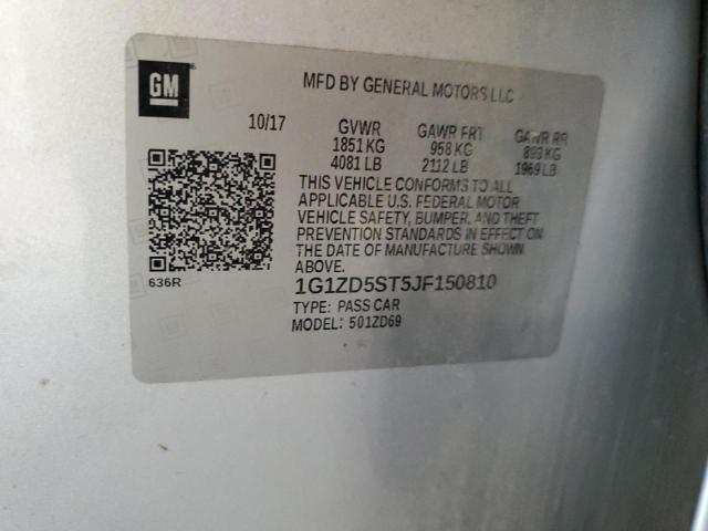 1G1ZD5ST5JF150810 - 2018 CHEVROLET MALIBU LT Srebrny zdjęcie 12