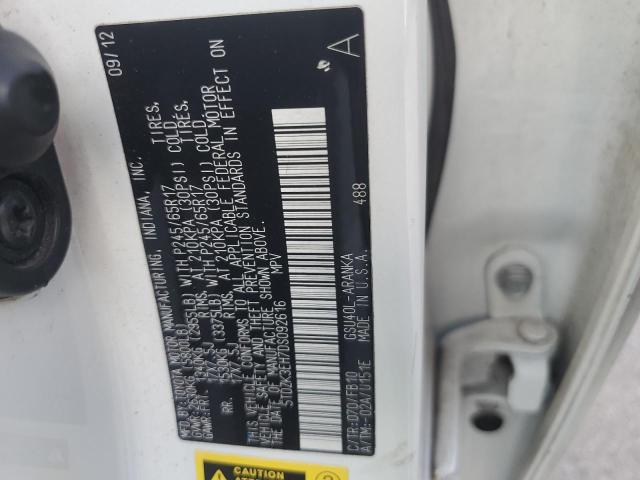 5TDZK3EH7DS092616 - 2013 TOYOTA HIGHLANDER BASE Ақ фото 13