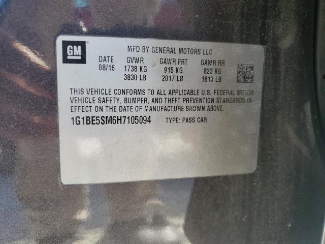 1G1BE5SM6H7105094 - 2017 CHEVROLET CRUZE LT GRAY photo 12