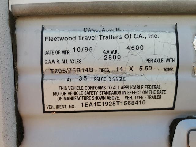 1EA1E1925T1568410 - 1996 TERR CAMPER WHITE photo 10