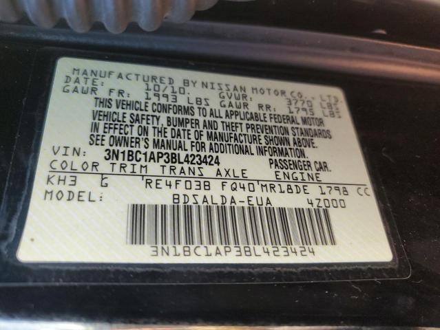 3N1BC1AP3BL423424 - 2011 NISSAN VERSA S BLACK photo 12