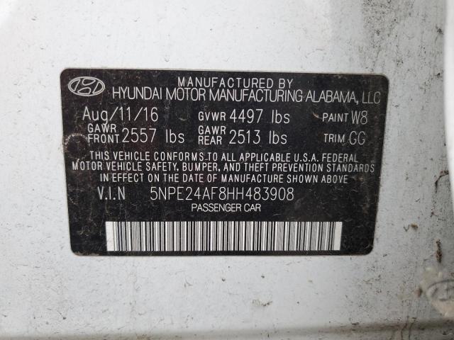 5NPE24AF8HH483908 - 2017 HYUNDAI SONATA SE Ağ foto 12