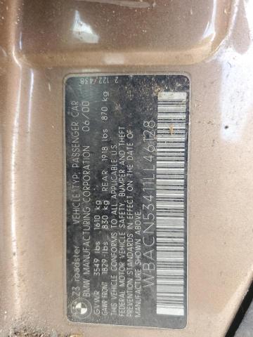 WBACN53411LL46128 - 2001 BMW Z3 3.0 BROWN photo 12