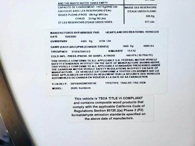 5SFSB3422ME452196 - 2021 HEARTLAND SUNDANCE 白色 照片 10