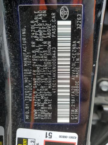 4T1C11AK6NU009443 - 2022 TOYOTA CAMRY LE BLACK photo 12