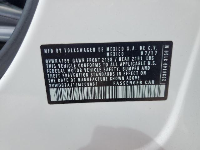 3VWDB7AJ1JM208881 - 2018 VOLKSWAGEN JETTA SE 白色 照片 13