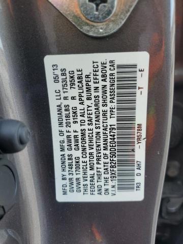 19XFB2F50DE044791 - 2013 HONDA CIVIC LX ნაცრისფერი ფოტო 13