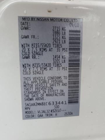 5N1AR2MN8EC633441 - 2014 NISSAN PATHFINDER S 白色 照片 13