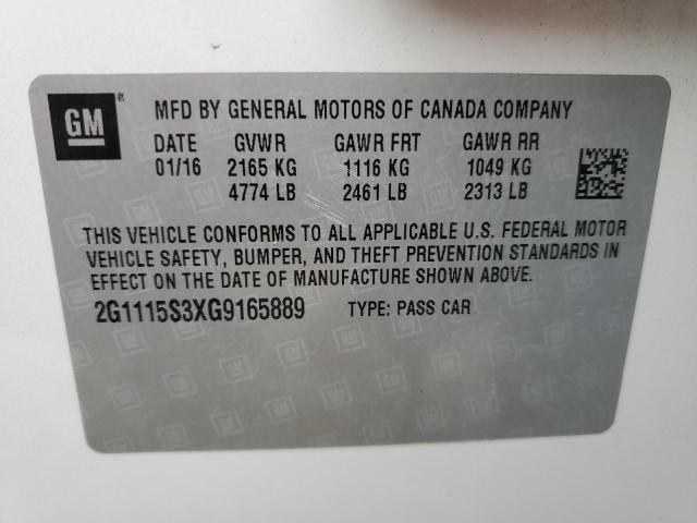 2G1115S3XG9165889 - 2016 CHEVROLET IMPALA LT Ақ фото 13