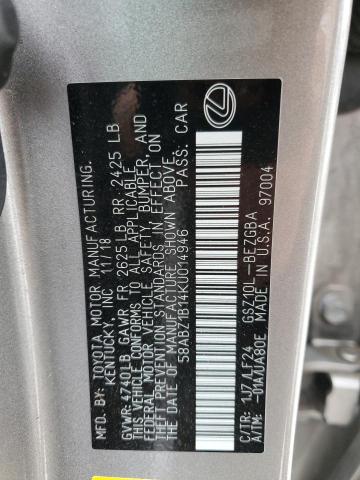 58ABZ1B14KU014946 - 2019 LEXS ES 350 Gümüş foto 12