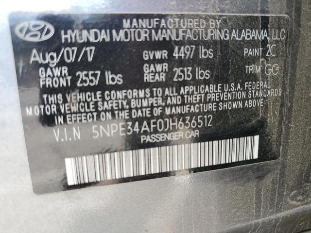 5NPE34AF0JH636512 - 2018 HYUNDAI SONATA SPORT Сірий фото 12