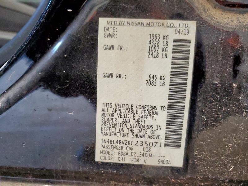 1N4BL4BV2KC235071 - 2019 NISSAN ALTIMA S BLACK photo 13