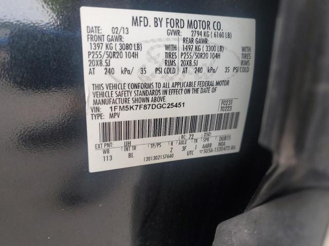 1FM5K7F87DGC25451 - 2013 FORD EXPLORER LIMITED Schwarz Foto 14