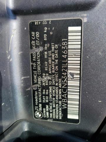 WBACN53421LL46381 - 2001 BMW Z3 3.0 GRAY photo 12