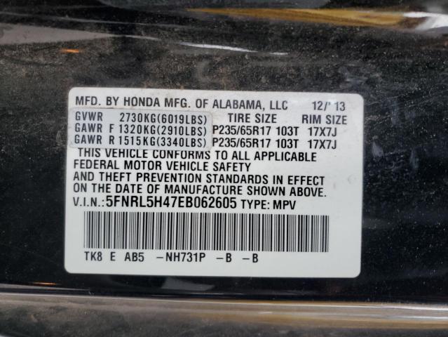 5FNRL5H47EB062605 - 2014 HONDA ODYSSEY EX Noir photo 14