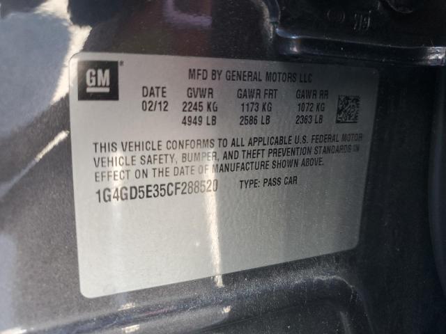 1G4GD5E35CF288520 - 2012 BUICK LACROSSE PREMIUM Szary zdjęcie 12