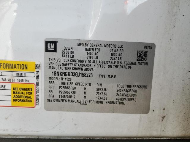 1GNKRGKD3GJ158223 - 2016 CHEVROLET TRAVERSE LT WHITE photo 13