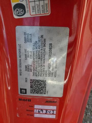 1G1FH1R77K0110838 - 2019 CHEVROLET CAMARO SS 红色 照片 13