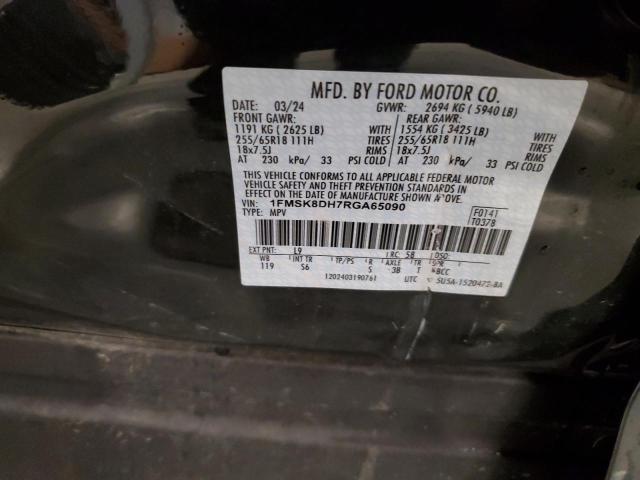 1FMSK8DH7RGA65090 - 2024 FORD EXPLORER XLT Gris photo 13