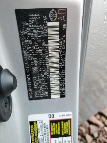 2T1BURHE6GC631840 - 2016 TOYOTA COROLLA L SILVER photo 13