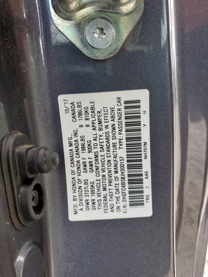 2HGFC4B58JH300157 - 2018 HONDA CIVIC LX Grafit foto 12