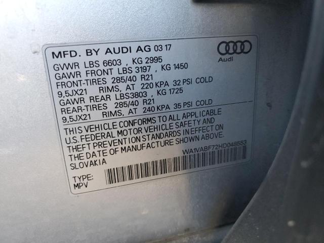 WA1VABF72HD048553 - 2017 AUDI Q7 PRESTIGE 银色 照片 12