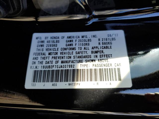 19UUB2F70JA007992 - 2018 ACURA TLX ADVANCE BLACK photo 12