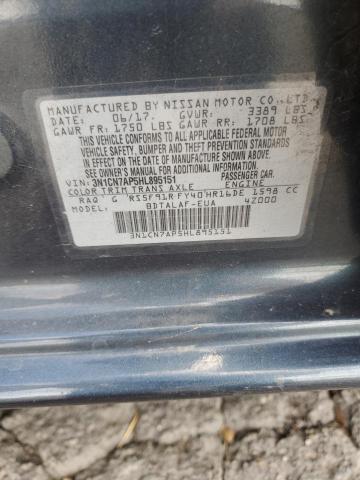 3N1CN7AP5HL895151 - 2017 NISSAN VERSA S BLUE photo 12