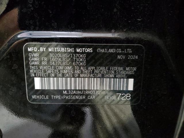 ML32AUHJ1RH037098 - 2024 MITSUBISHI MIRAGE ES შავი ფოტო 12
