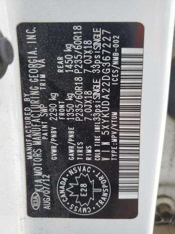 5XYKUDA22DG367227 - 2013 KIA SORENTO EX Ağ foto 13