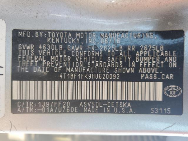 4T1BF1FK9HU620092 - 2017 TOYOTA CAMRY LE 银色 照片 13