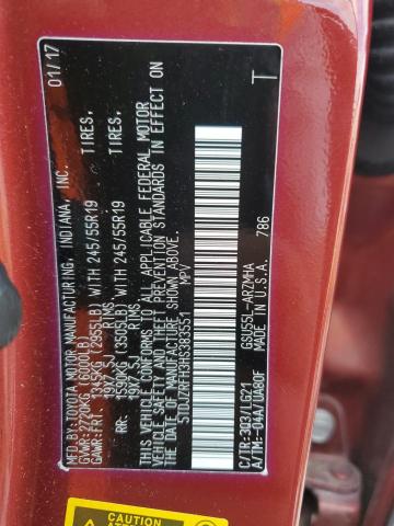 5TDJZRFH3HS383551 - 2017 TOYOTA HIGHLANDER SE BURGUNDY photo 13