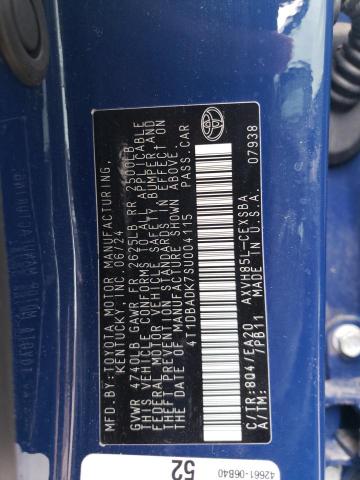 4T1DBADK7SU004115 - 2025 TOYOTA CAMRY XSE Azul foto 12