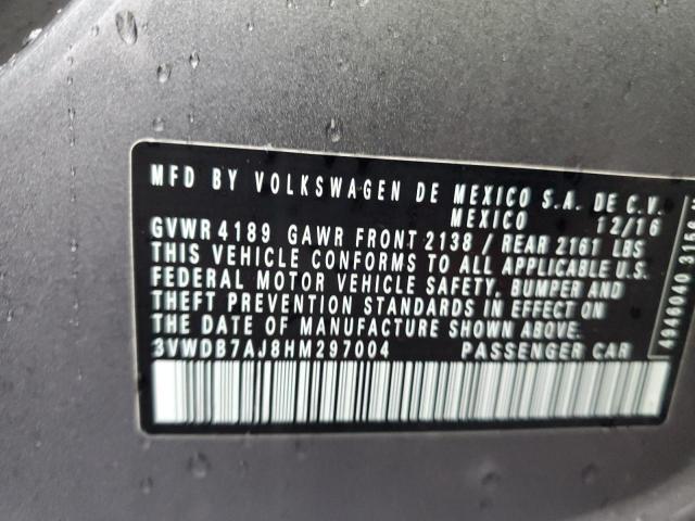3VWDB7AJ8HM297004 - 2017 VOLKSWAGEN JETTA SE 灰色 照片 12