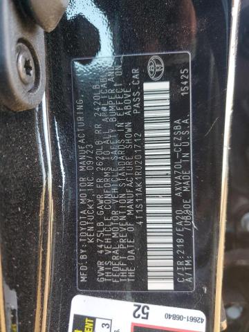 4T1S11AK1RU201712 - 2024 TOYOTA CAMRY SE NIGHT SHADE BLACK photo 12