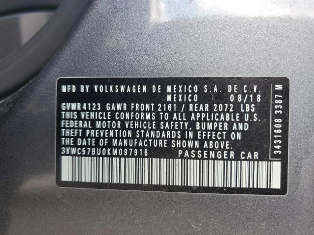 3VWC57BU0KM097916 - 2019 VOLKSWAGEN JETTA S Graphit Foto 12