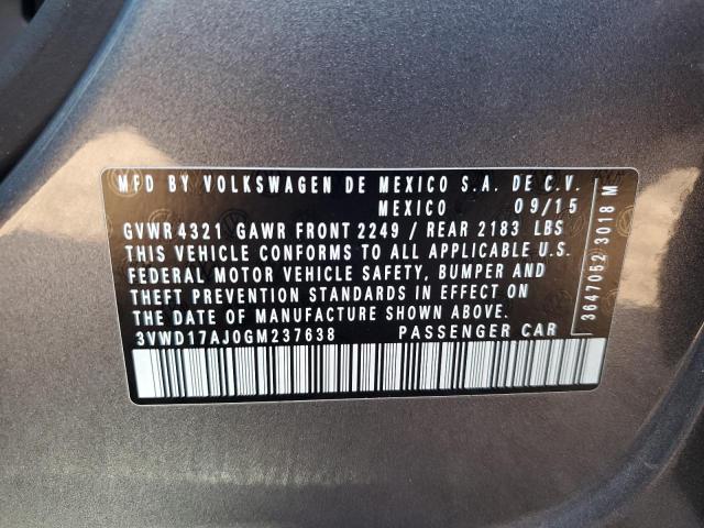 3VWD17AJ0GM237638 - 2016 VOLKSWAGEN JETTA SPORT Boz foto 12