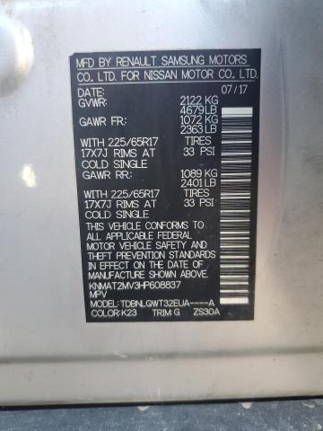 KNMAT2MV3HP608837 - 2017 NISSAN ROGUE S SILVER photo 14