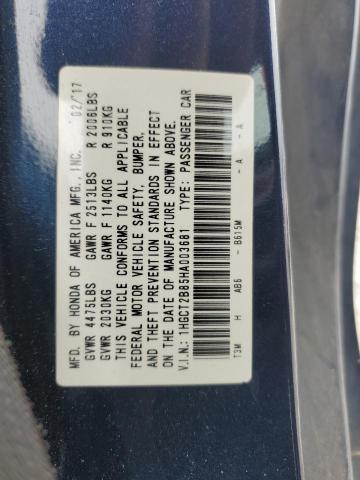1HGCT2B85HA003681 - 2017 HONDA ACCORD EXL BLUE photo 13