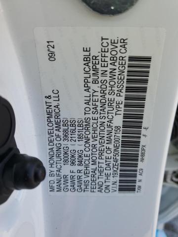 19XZE4F50NE007158 - 2022 HONDA INSIGHT EX WHITE photo 12