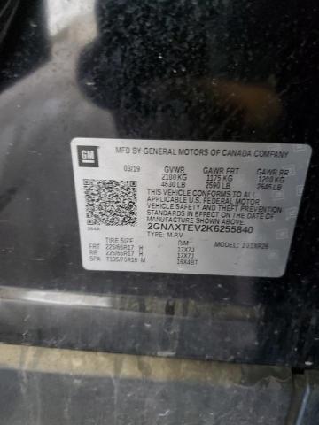 2GNAXTEV2K6255840 - 2019 CHEVROLET EQUINOX LT BLACK photo 13