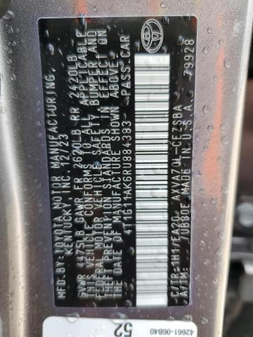 4T1G11AK6RU884383 - 2024 TOYOTA CAMRY SE NIGHT SHADE GRAY photo 12