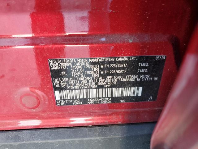 2T3W1RFV2SW397997 - 2025 TOYOTA RAV4 XLE RED photo 13