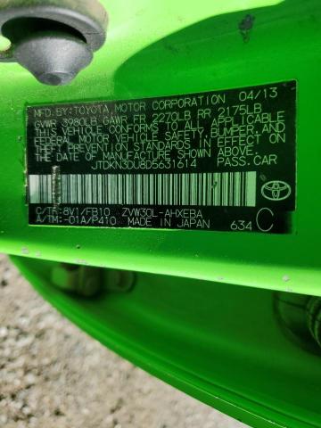 JTDKN3DU8D5631614 - 2013 TOYOTA PRIUS 绿色 照片 12