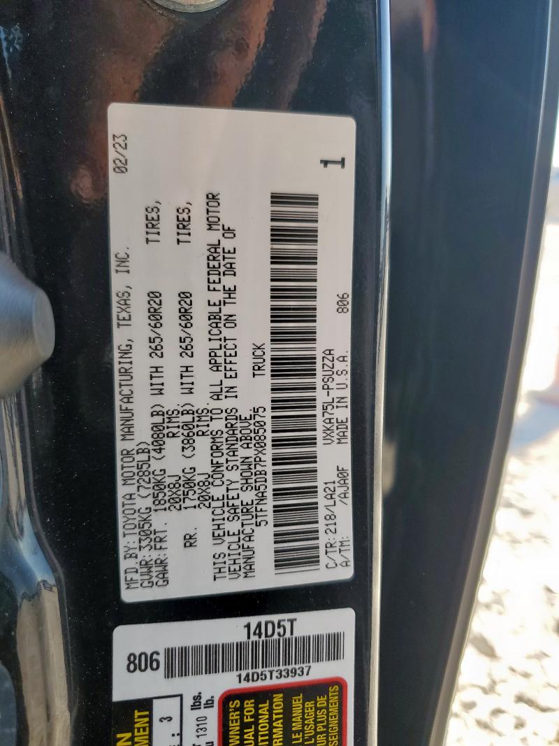 5TFNA5DB7PX085075 - 2023 TOYOTA TUNDRA CREWMAX PLATINUM 黑色 照片 12