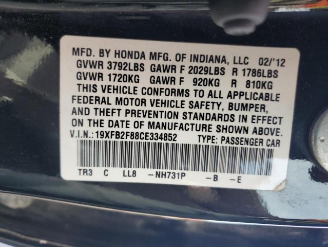 19XFB2F88CE334852 - 2012 HONDA CIVIC EX შავი ფოტო 12